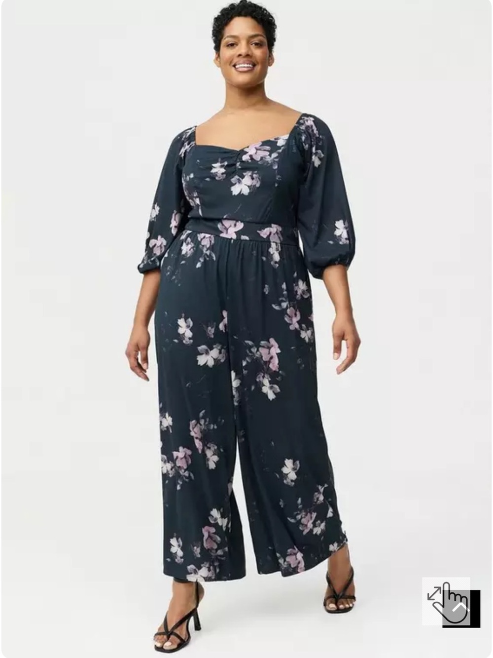 torrid Navy Floral Square Neck Wide-Leg Jumpsuit